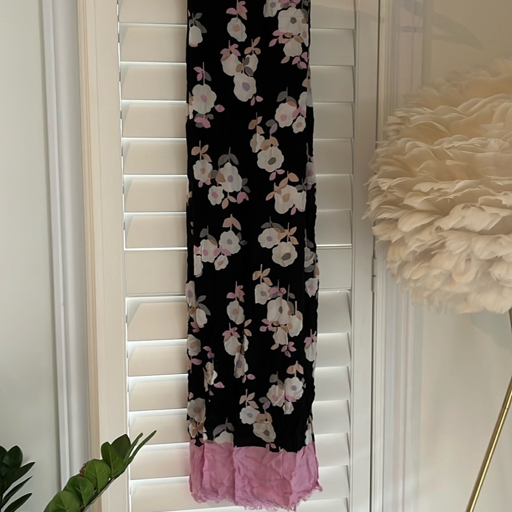 Kate Spade long scarf - floral / pink and black